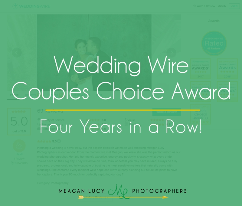 Wedding Wire Couples Choice Winner 4 years in a row! Meagan Lucy
